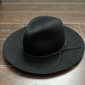 Saks Fifth Avenue Black Wide-Brim Hat